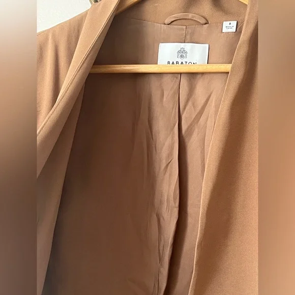 Women’s Babaton Forte Blazer Open Front Tan Blazer Jacket - Picture 5 of 11